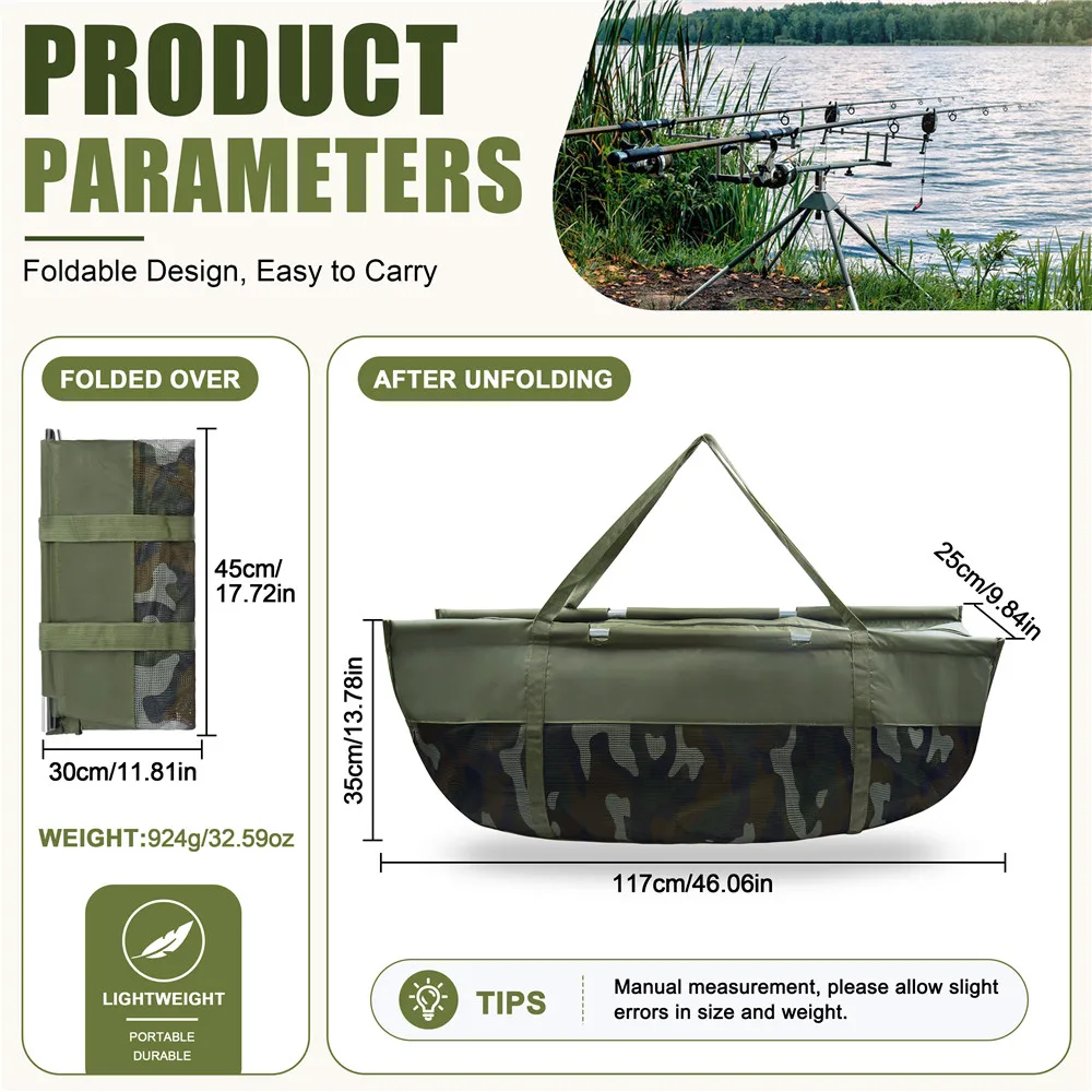 Camo Fishing Tournament Weigh Fish weighing bag Heavy Duty Fish Bags Fish Weigh Bag Folding Sling Bag Carp Fish Transport Bag