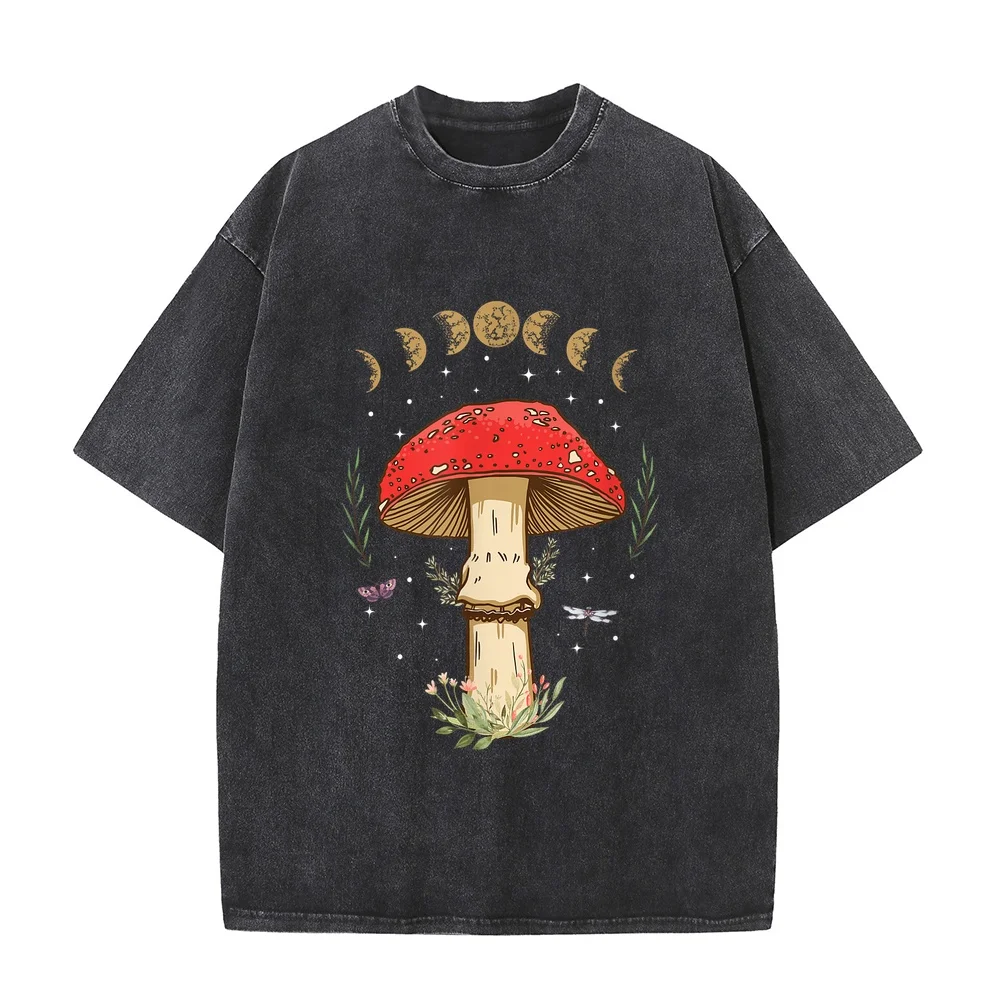 Dark Academia Cottagecore Aesthetic Magic Mushroom T-Shirt Y2k Men's Funny Man T Shirt Oversize Men Xxl Cotton Tee Casual Quote