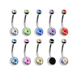 5/10 Pcs Piercing Navel Surgical Steel Single Crystal Rhinestone Belly Button Rings, Navel Piercing Ombligo 5/8mm Ball Nombril