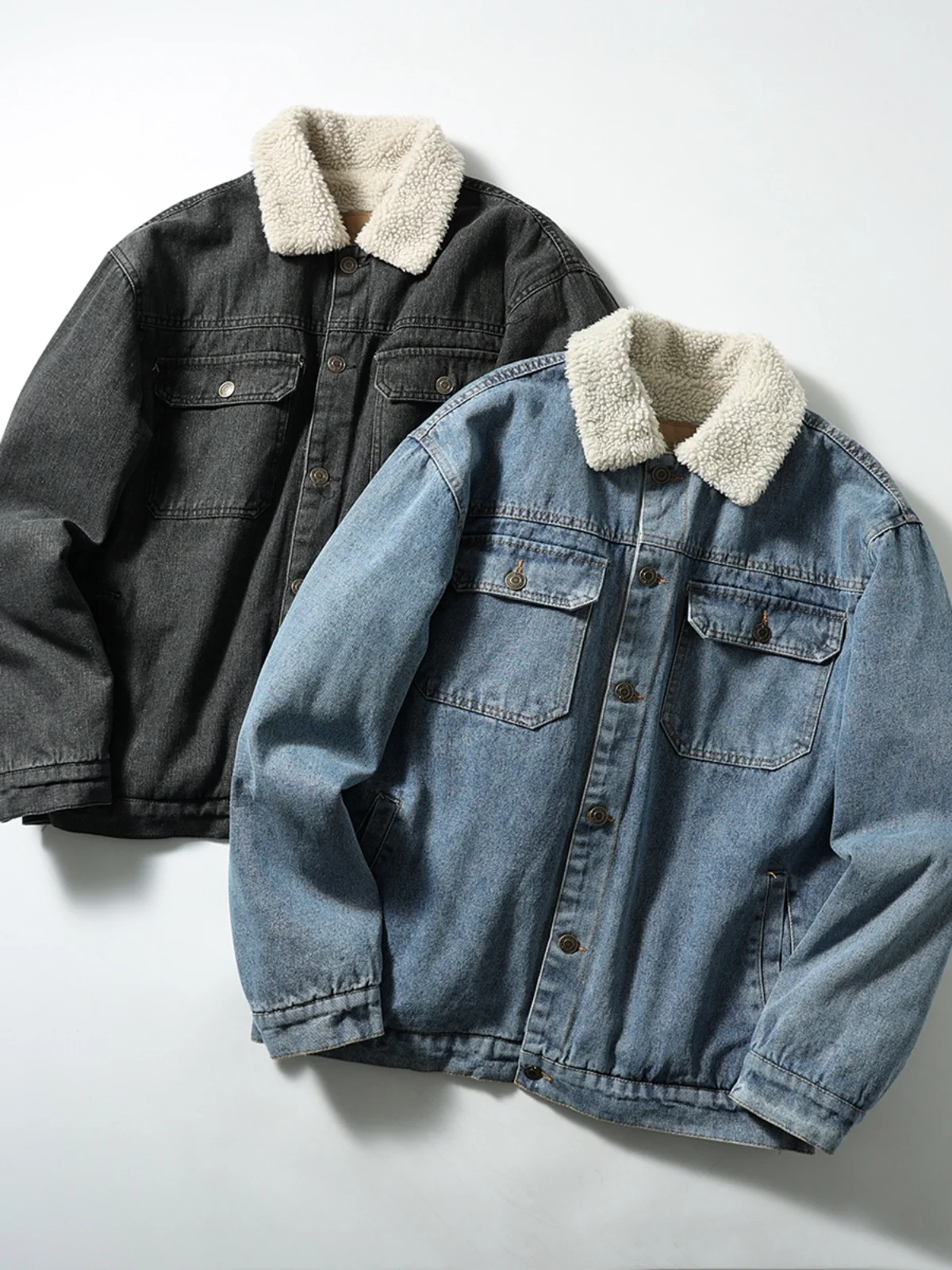 

Мужская утепленная куртка в американском ретро-стиле с подкладкой из овечьего бархата, хлопковая, осенне-зимняя, теплая рабочая одежда, на пуговицах, с множеством карманов