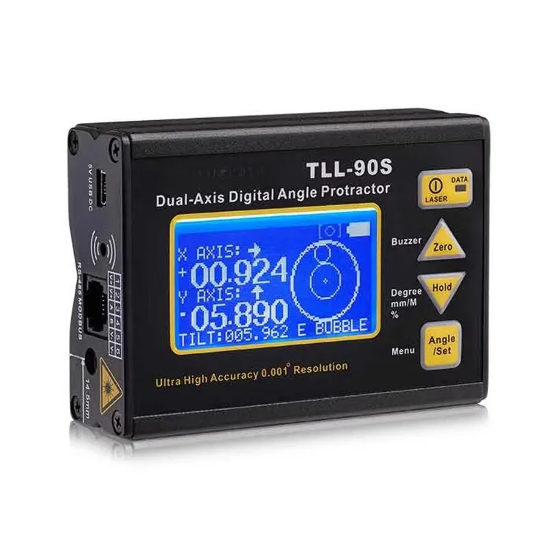TLL-90S Super High Precision Angle Meter 0.005 Professional Dual-axis Digital Laser Level Inclinometer with LCD Display