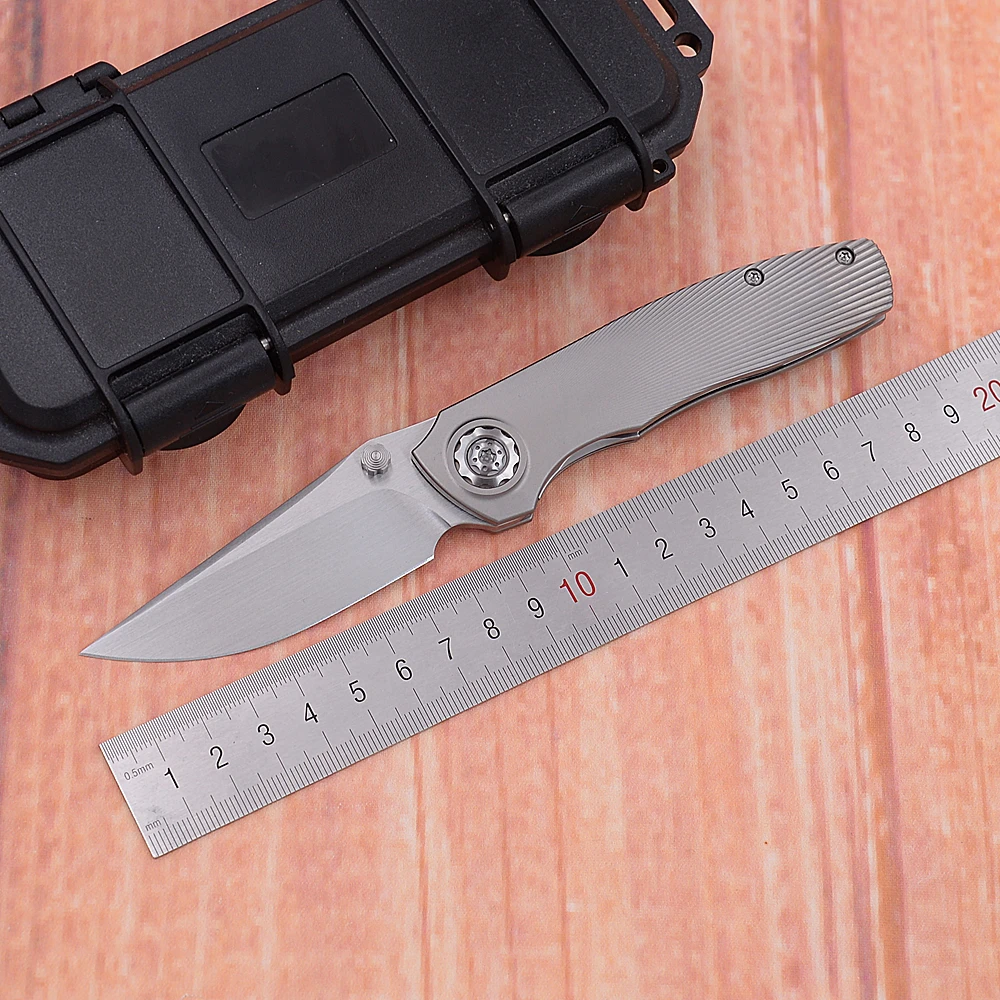 

JUFULE Hand Satin Dukling 3" M390 Blade Titanium Handle Ceramic Bearings Pocket EDC Tool Camping Kitchen Outdoor Folding Knife