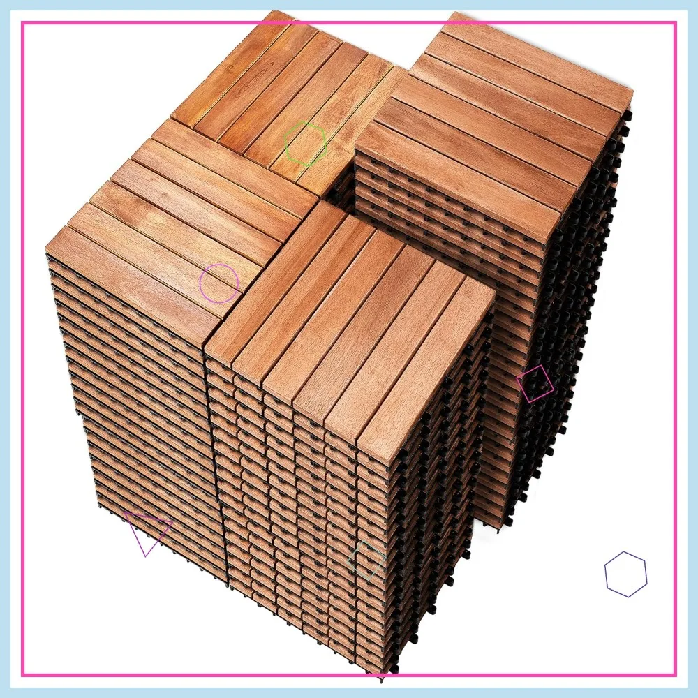 

81 шт. Водонепроницаемые напольные плитки из акации 12x12 для улицы: для патио, балконов, зон у бассейнов