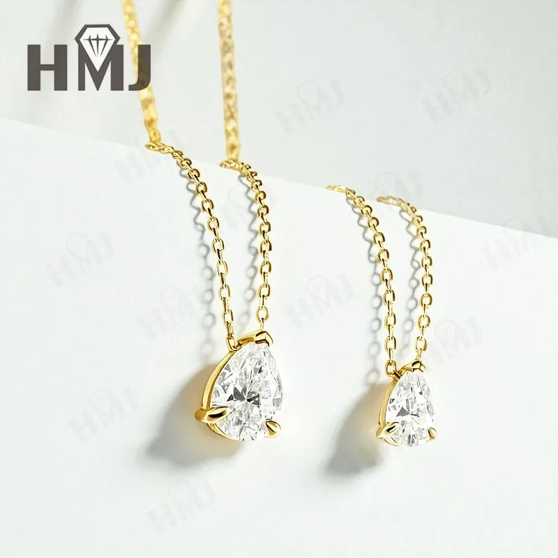 Moissanit-Halskette mit 1/2/3/4 Karat D-Farbe Birnenförmiger Moissanit S925 Vergoldete Kette in Weiß, Gelb oder Roségold für Damen, Verlobung, Alltag und Charme – Detail 29