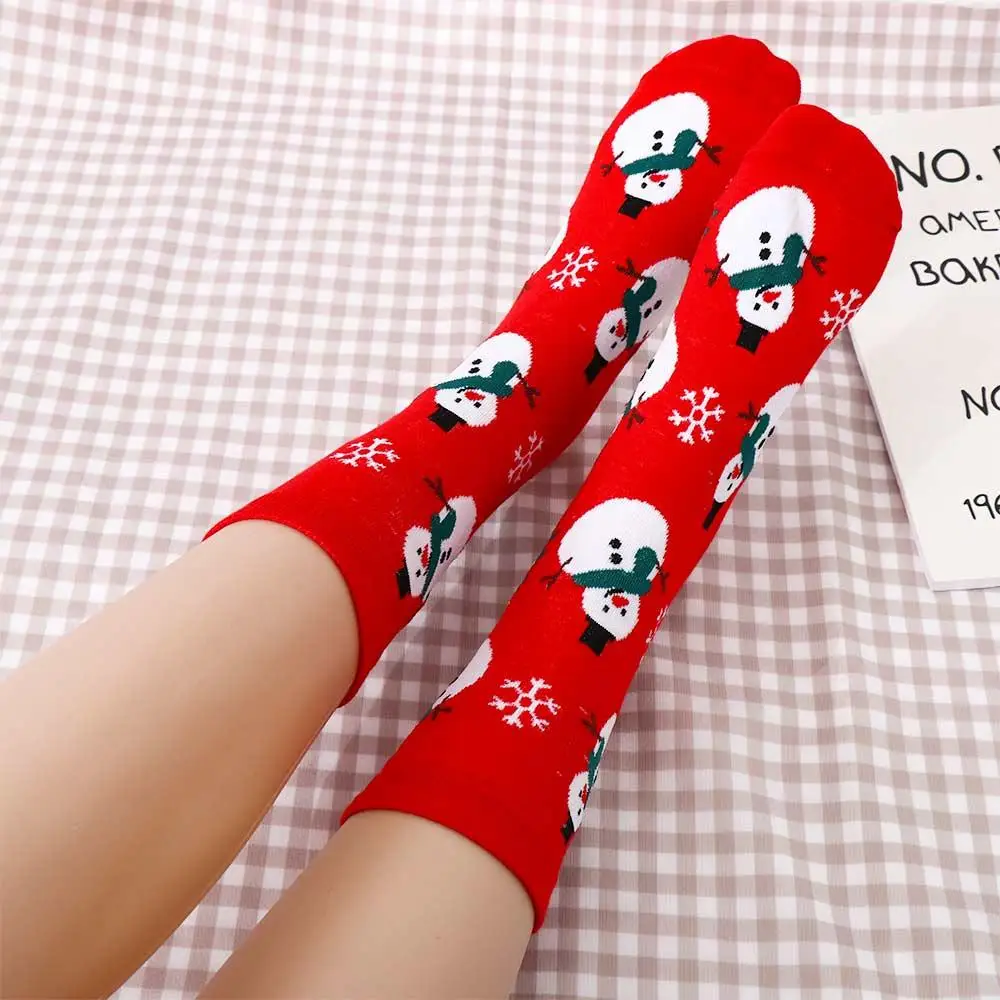 Cute Sweet Elk Snowman Cotton  Hosiery Santa Claus Mid-Tube Socks Christmas Socks Women Socks Korean Style Socks