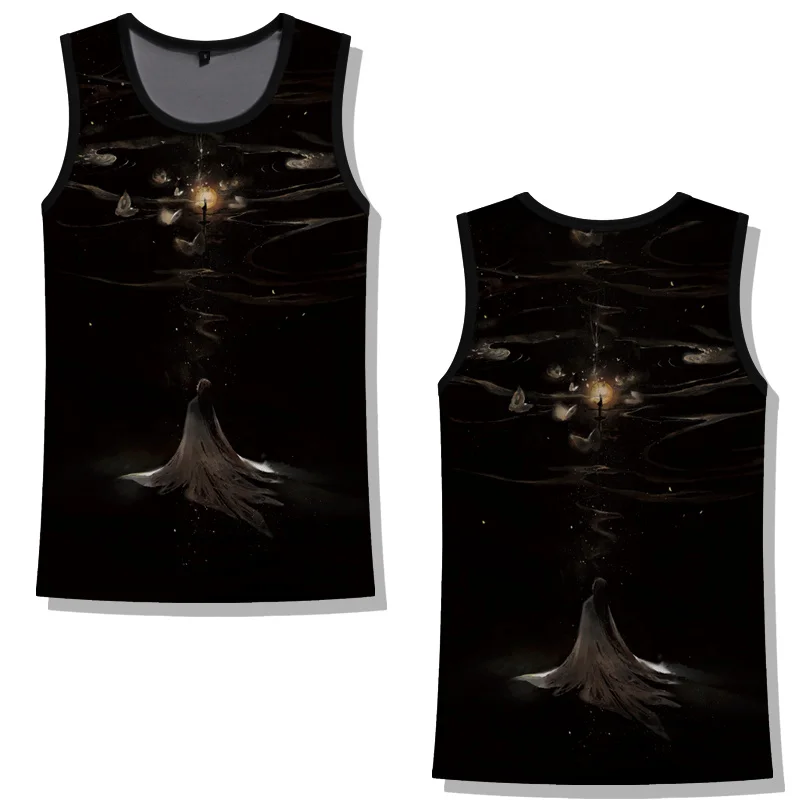

Chinese Painting Pattern Tank Tops For Men Lotus Bird 3D Printed Vest Summer Casual Loose Tops Street Sports Round Neck Tees
