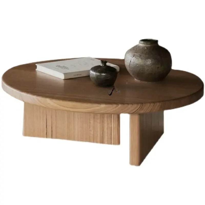 Japanese-Style Solid Wood Tea Table Log Bed & Breakfast round Home Living Room