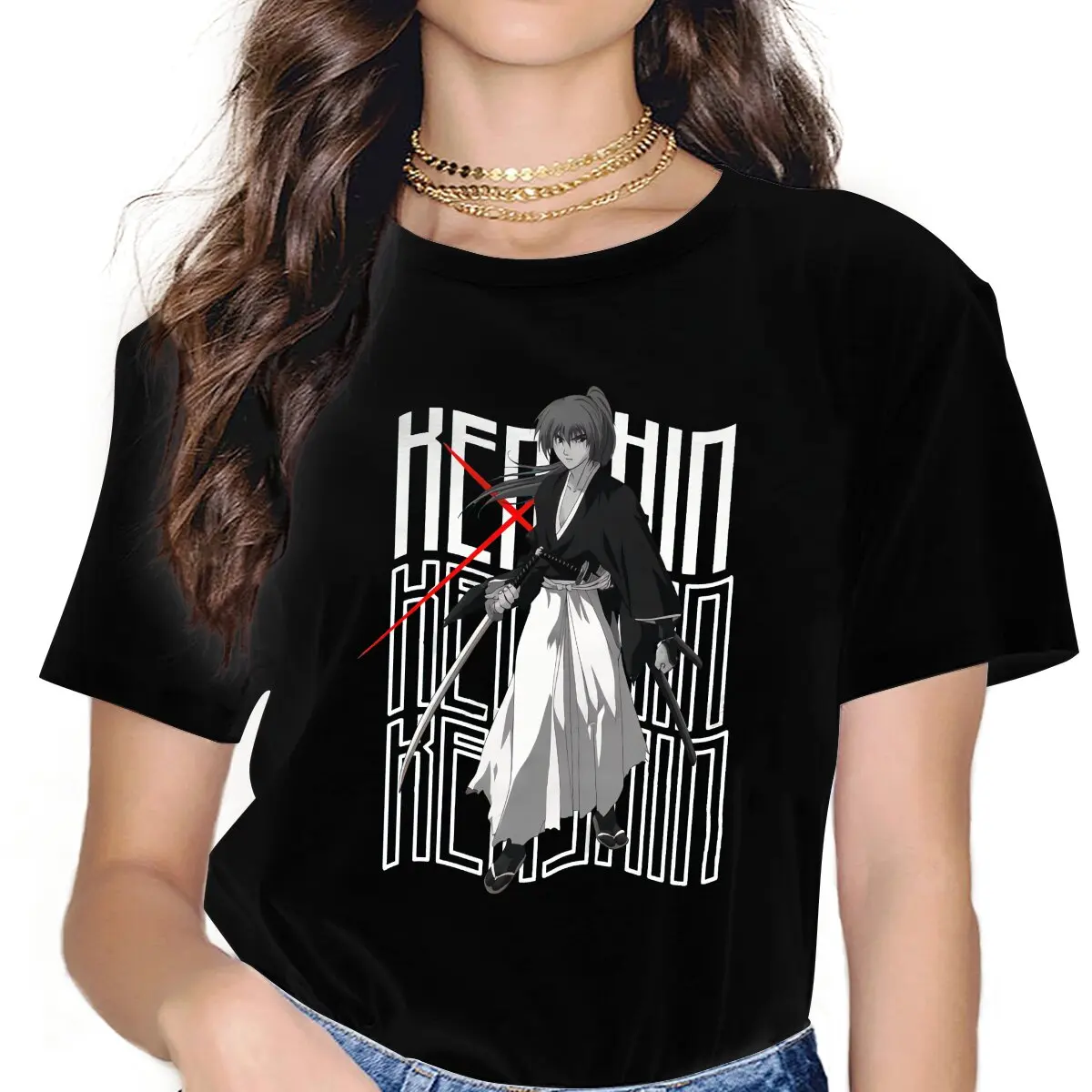 Kenshin Keren Abiz Women's T Shirt Rurouni Kenshin Manga Vintage Tees Short Sleeve O Neck T-Shirt Gift Idea Tops