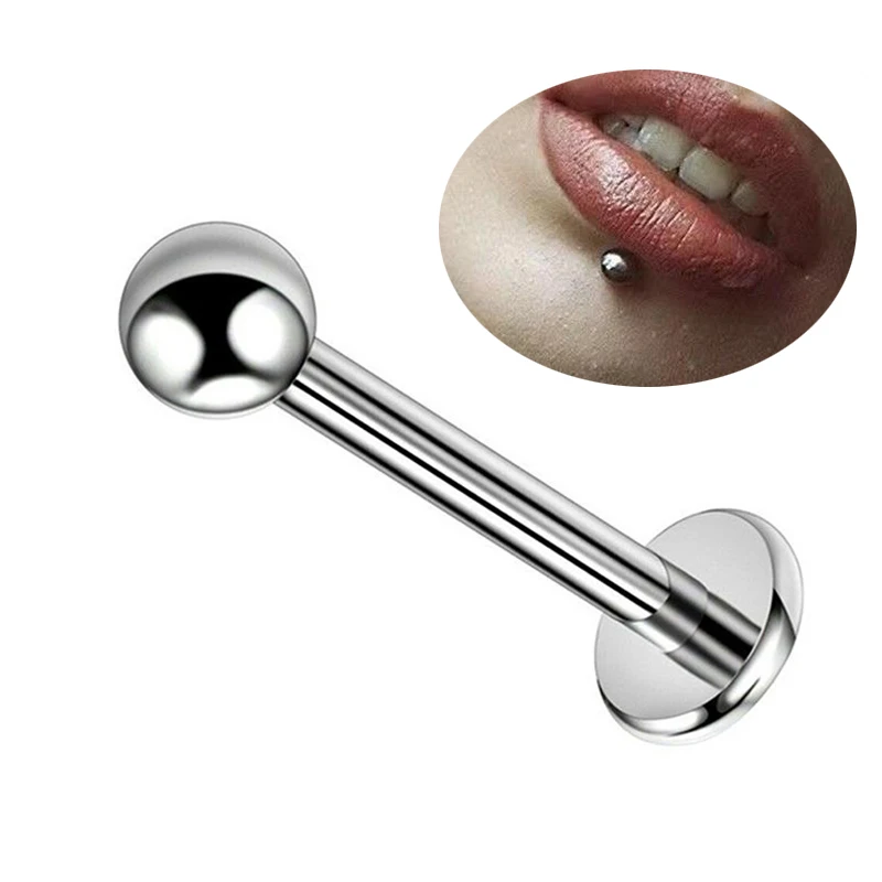 2/10/50/100 قطعة ASTM F136 G23 التيتانيوم Labret الشفاه وأقراط بالجملة ثقب مجوهرات للجسم داخليا الخيوط الكرة الأنف مسمار