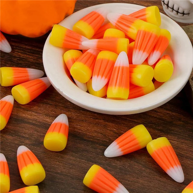 AT44-300Pcs هالوين الراتنج الحلوى الذرة الاصطناعي ثلاثية الأبعاد الحلوى الذرة حبة الخريف فو وهمية الذرة سكرابوكينغ الزينة