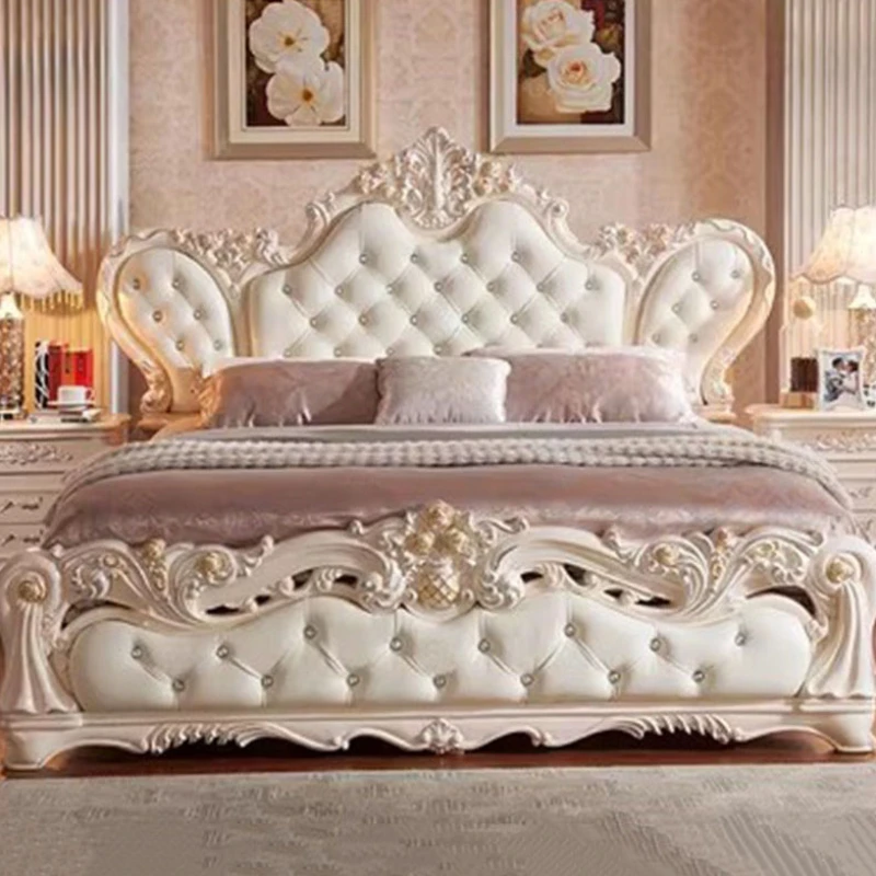 

Queen Nordic Double Bed Aesthetic King Modern Bedroom Double Bed Wood Master High End Letto Matrimoniale Multifunzione Furniture