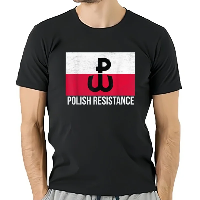 Camiseta Polish Resistance Flag of Polonia para hombre, camisetas informales de manga corta 100% de algodón con cuello