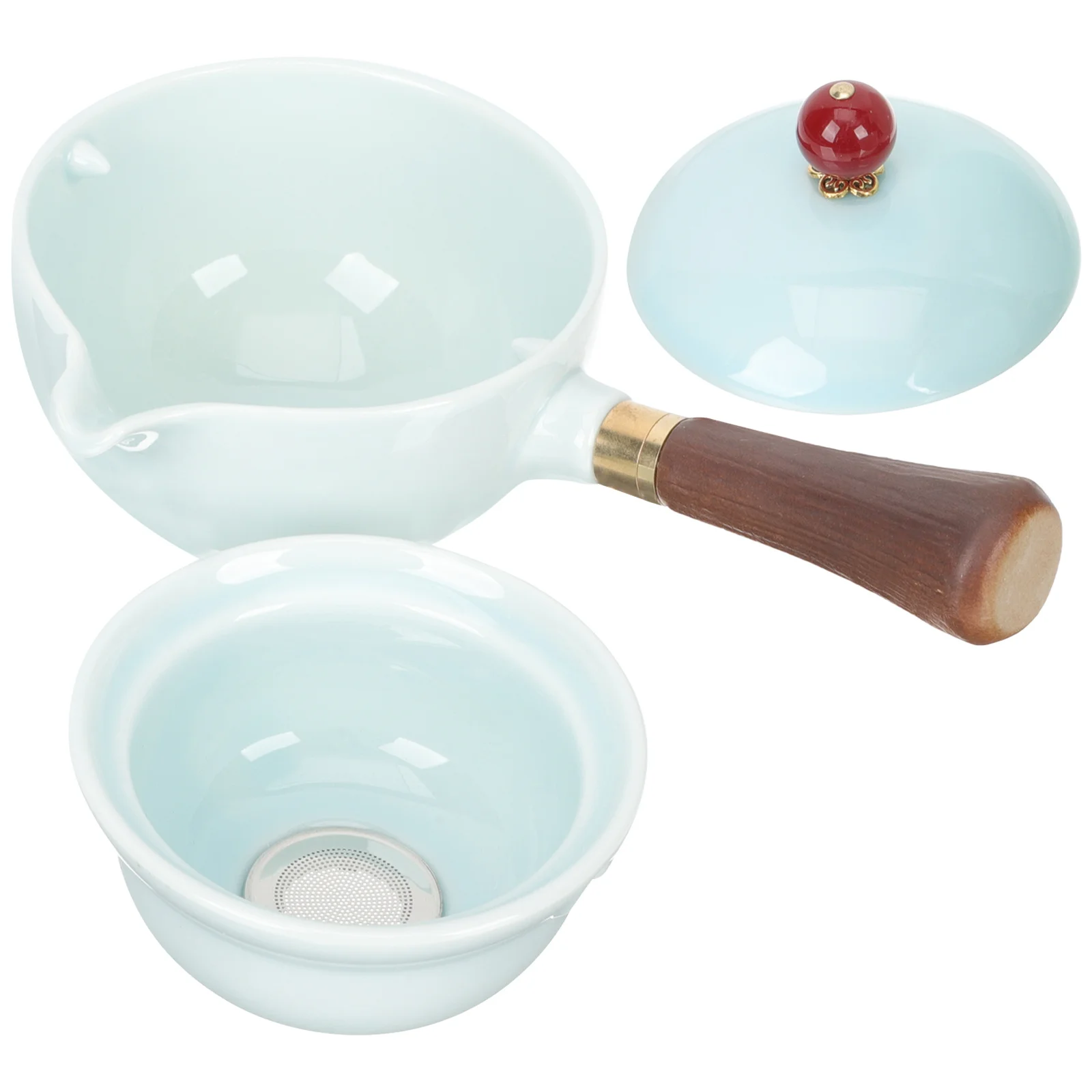 

Long Handle Ceramic Tea Pot with Removable Strainer Retro Design Anti-Scald Tea Kettle for Home Decor and Daily Use