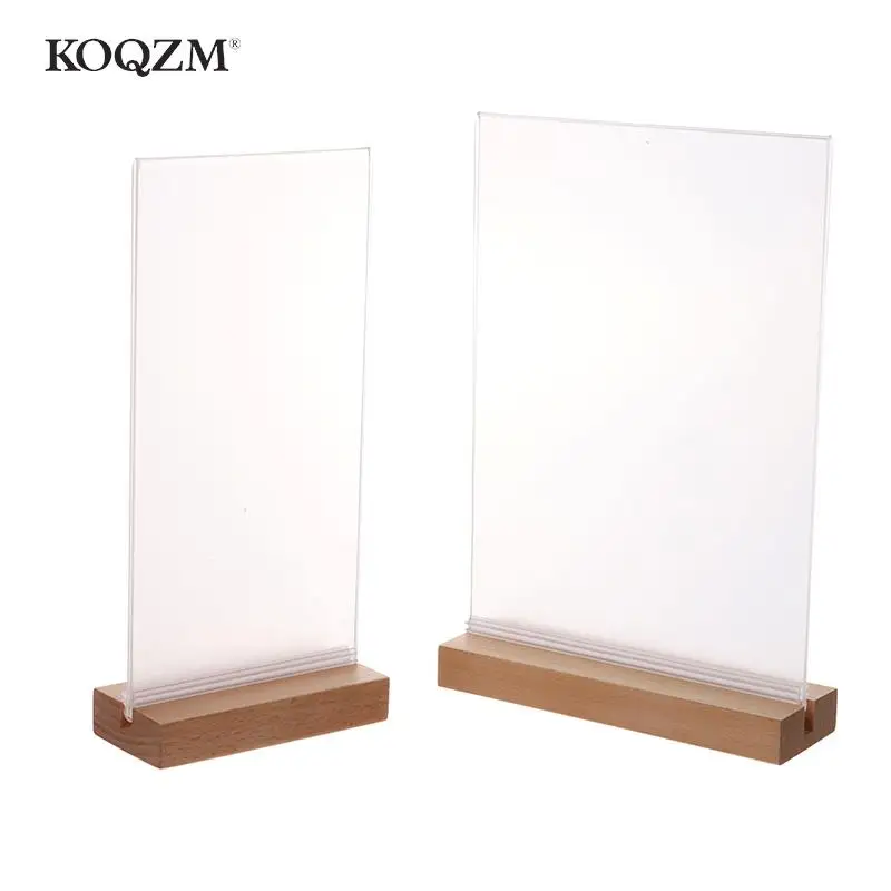 A4 Table Top Acrylic Sign Holder Display Stand Double Sided, Bottom Load, Portrait Style Menu Paper Ad Photo Picture Frame