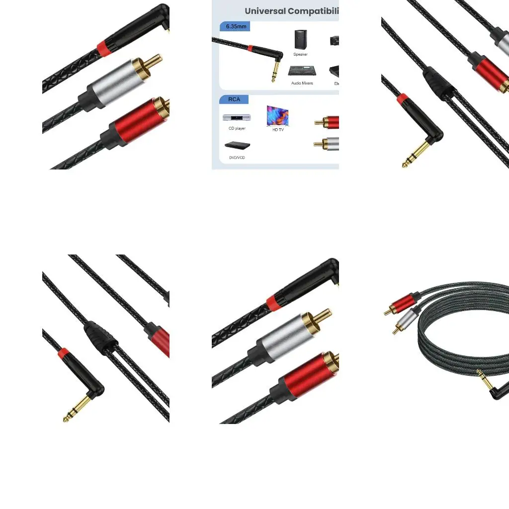 90 Degree Angled TRS Male To 2RCA Connectors Metal Housing Noise Reductions Cable