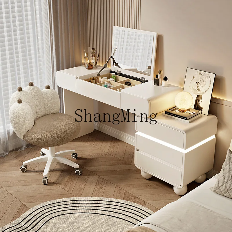 

FG bedroom simple modern flip mirror can hide solid wood makeup table chest integrated