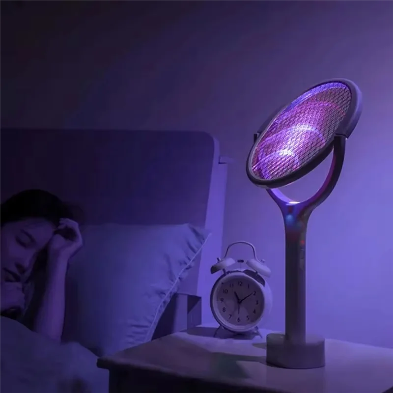 ABGH-Insulated Safety Fast Charging 5-In-1 Fly Bug Swatter, Adjustable Electric Mosquito Lamp With ABS Racket