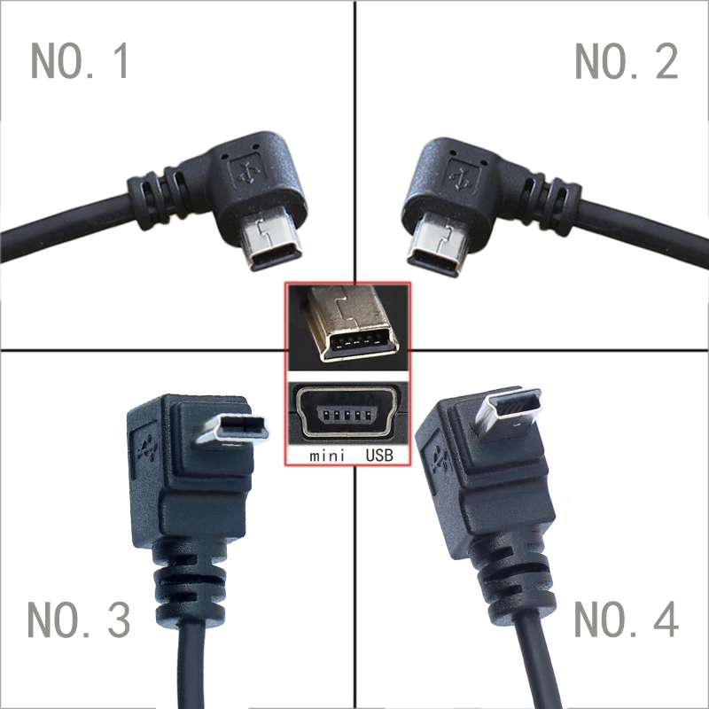 40CM USB 2.0 Male to MINI USB 2.0 Male 90 Degree mini USB Up or Down Angle Left or Right  Angled Retractable Data Charging Cable