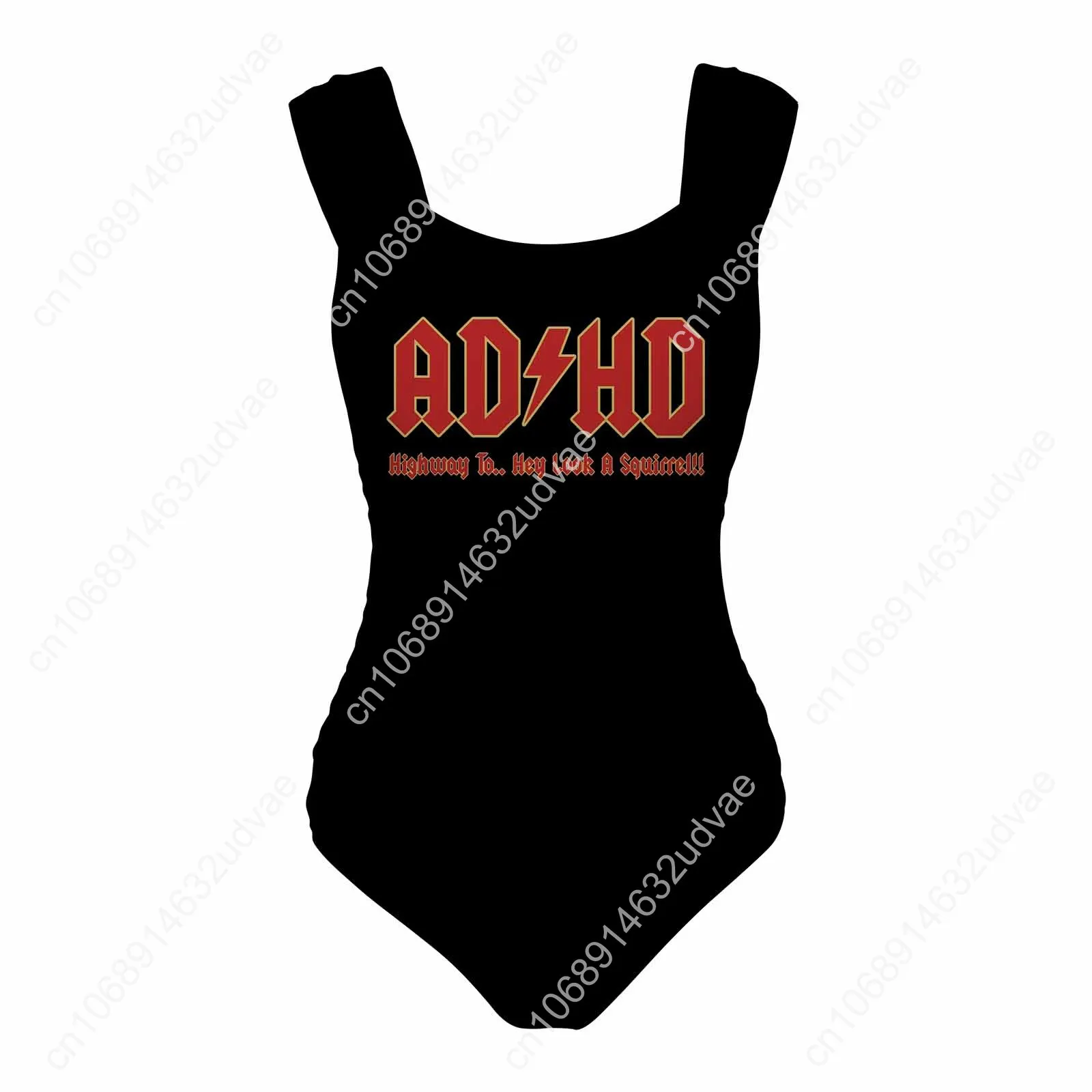 

Go All Out Adult ADHD Highway to Hey Look A Squirrel Funny Music Swimsuit Wide Strap Women Bathing Suits Customize Beachwear