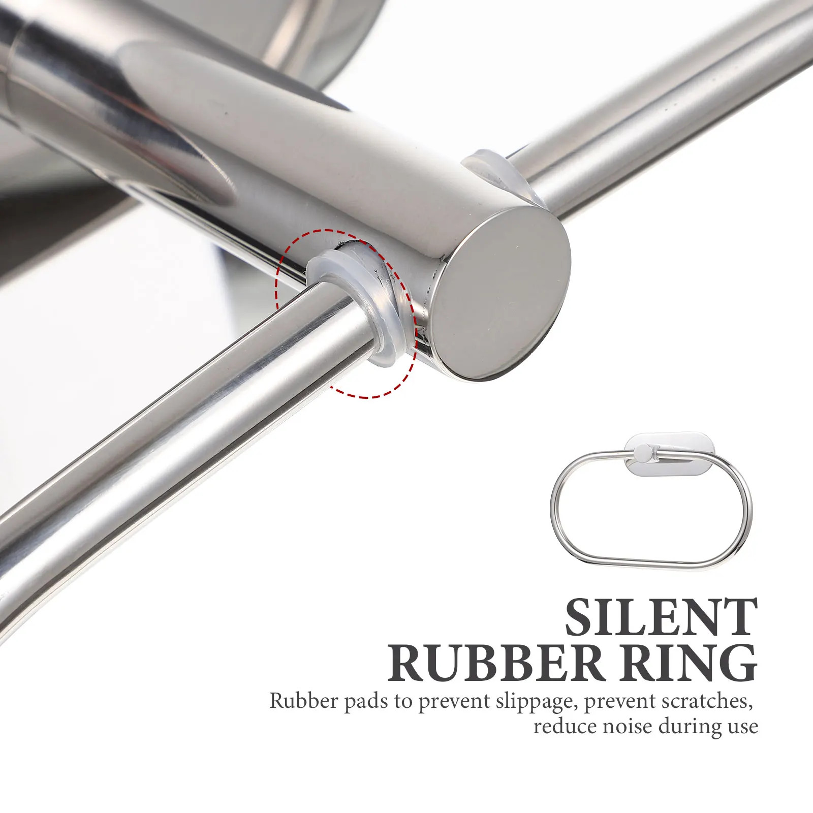 

Stainless Steel Ring Wall-Mounted Bathroom Holder Kitchen Storage Space-Saving Home Supply Sturdy Towel Stand Household