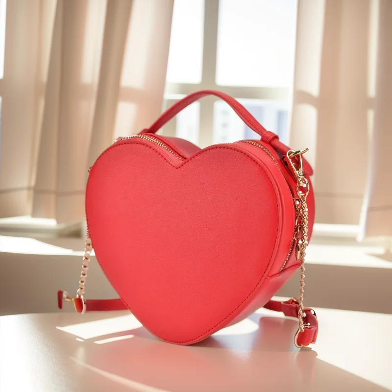 Heart Shape Bag Crossbody Purse for women Love Bag Zip Around Shoulder Bag Solid color handbag  for Girl