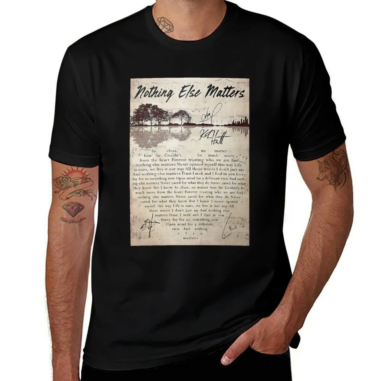 Nothing Else Matters Lyrics Signature Poster T-Shirt Summer Holiday Casual Tee T-Shirt