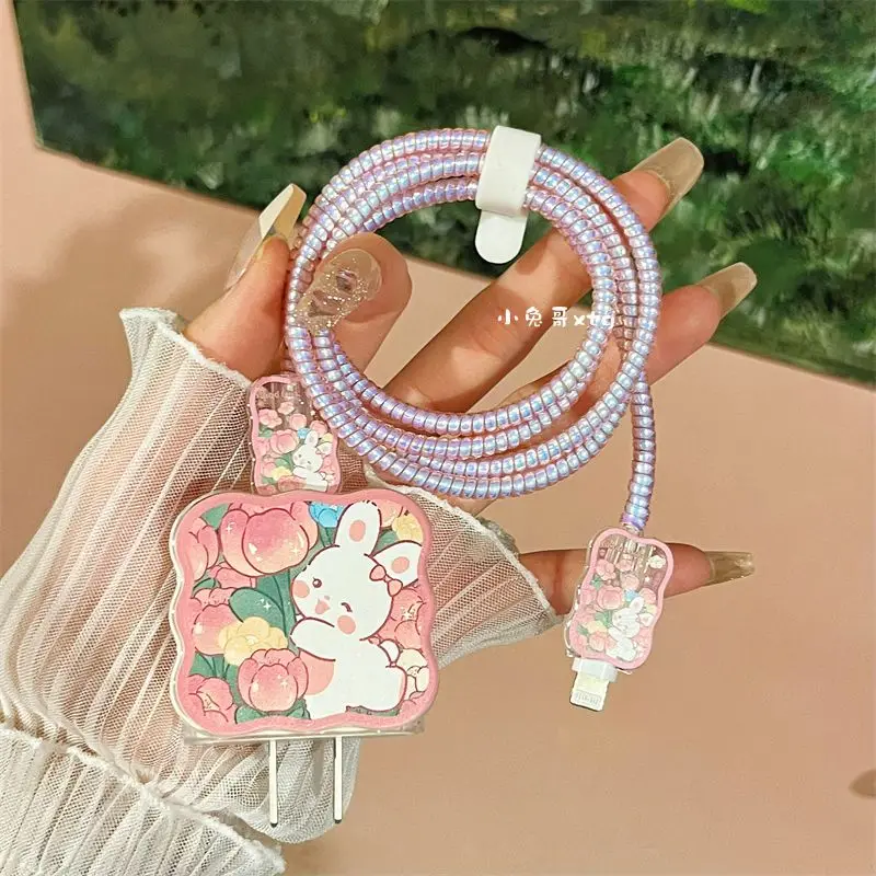 Cartoon Heart Flower 3D Wave Silicone Charger Case For IPhone 18W 20W Data Line Cable Protect Cover Charger Sleeve Accessories