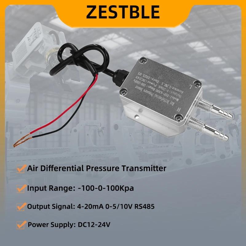 ZA-A350 No Display Air Gas Low Differential Pressure Transmitter 4-20mA 0-5V 1-5V RS485 Wind Differential Pressure Transducer