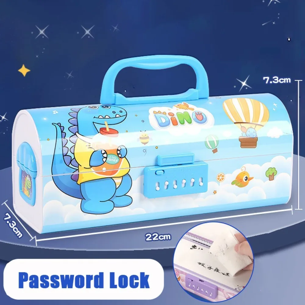 With Dual Password Lock Pen Box Handheld Multi-Function Pencil Case Capybara Large Capacity Stationery Organizer School Supplies