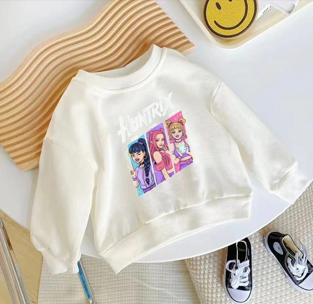 

Лидер продаж K-POP Demon Hunters Huntrix толстовка с капюшоном для малышей пуловер с длинными рукавами одежда для мальчиков и девочек повседневная одежда для образцов