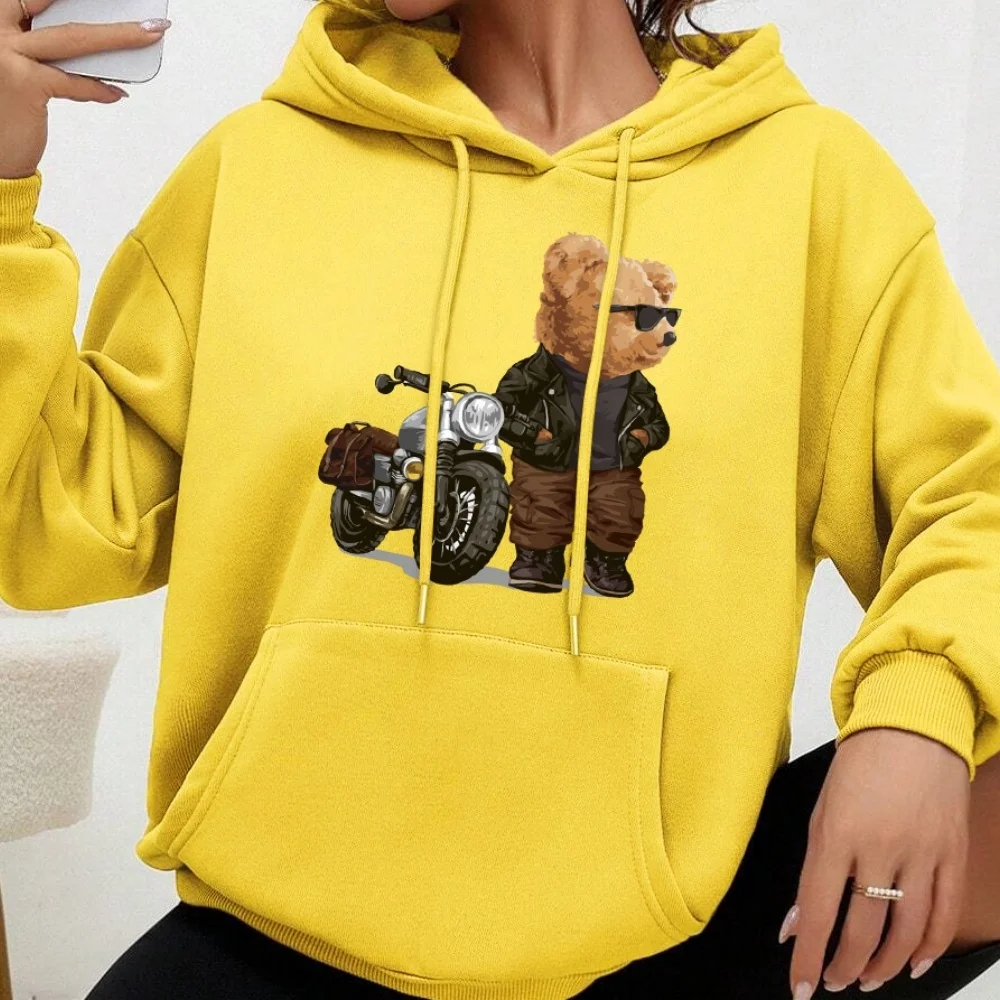 Vintage Biker Stylish Motorcycle Teddy Bear in a Jacket Iron-on Transfers For Clothing Iron On Patches Appliques Thermo Stickers