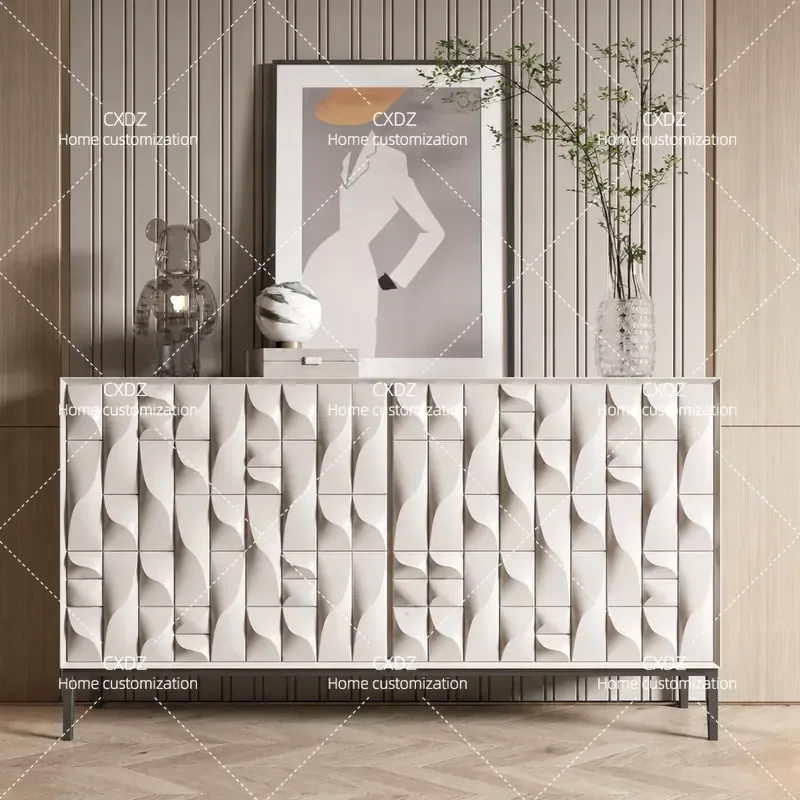New Painted Dining Side Cabinet Solid Wood Entryway Porch Storage Unit Cream Style Living Room Decor Simple Locker