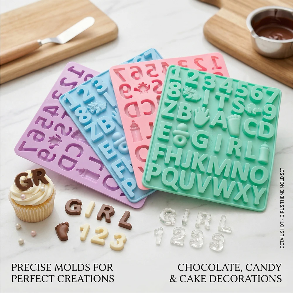 3pcs Digital letter shape chocolate silicone mold DIY candy pudding baking cookies birthday cake decoration epoxy pendant