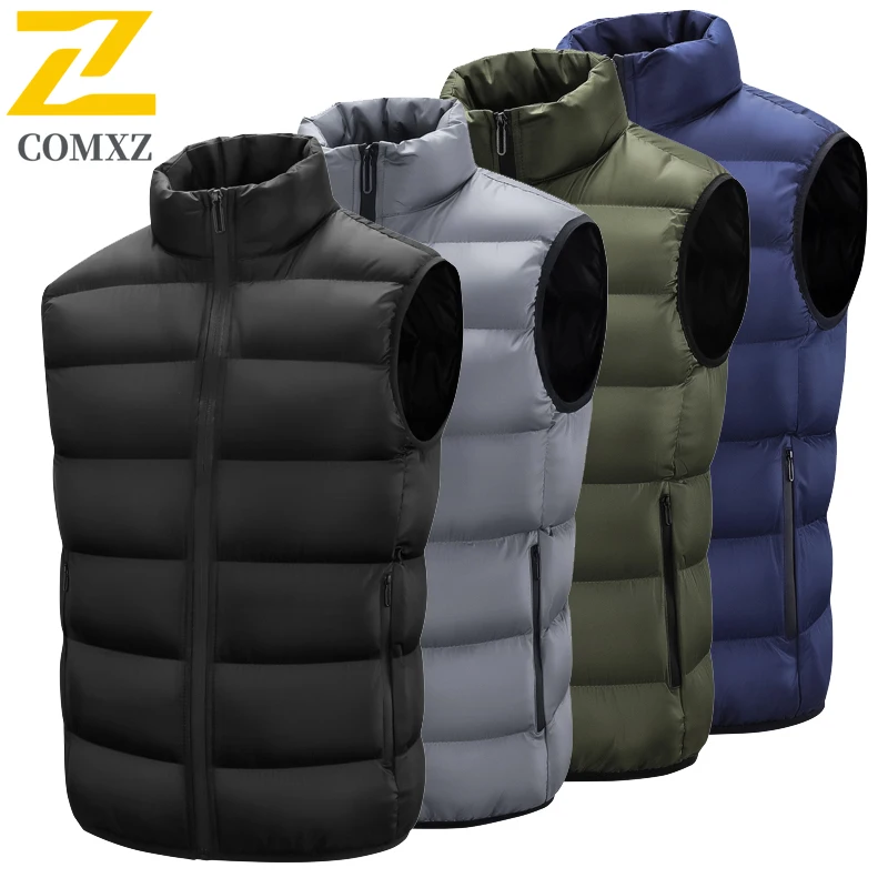 

Mens Vest Trendy Warm Padded Stand Collar Sleeveless Jacket Youth Sports Casual Hoodie Thick Fleece Oversized Outerwear
