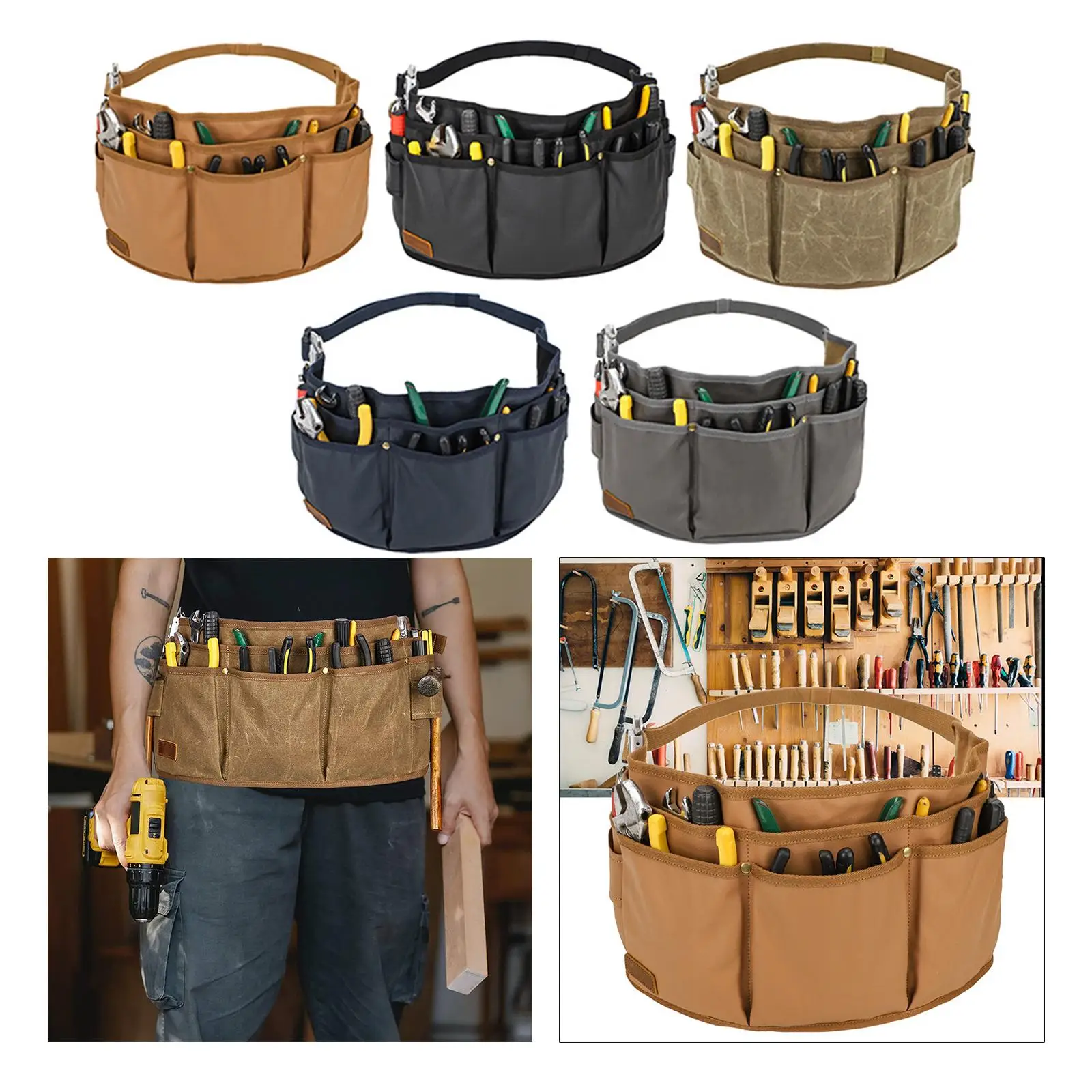 

Поясная сумка для инструментов, садовый инструмент с несколькими карманами для плотников, портативный водонепроницаемый органайзер, поясной ремень, сумка для инструментов