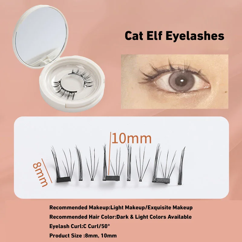 With Clips Magnetic Eyelashes Applicator Dual Magnetic Eyelashes Natural Look Reusable Lashes No Glue 3D False Eyelashes