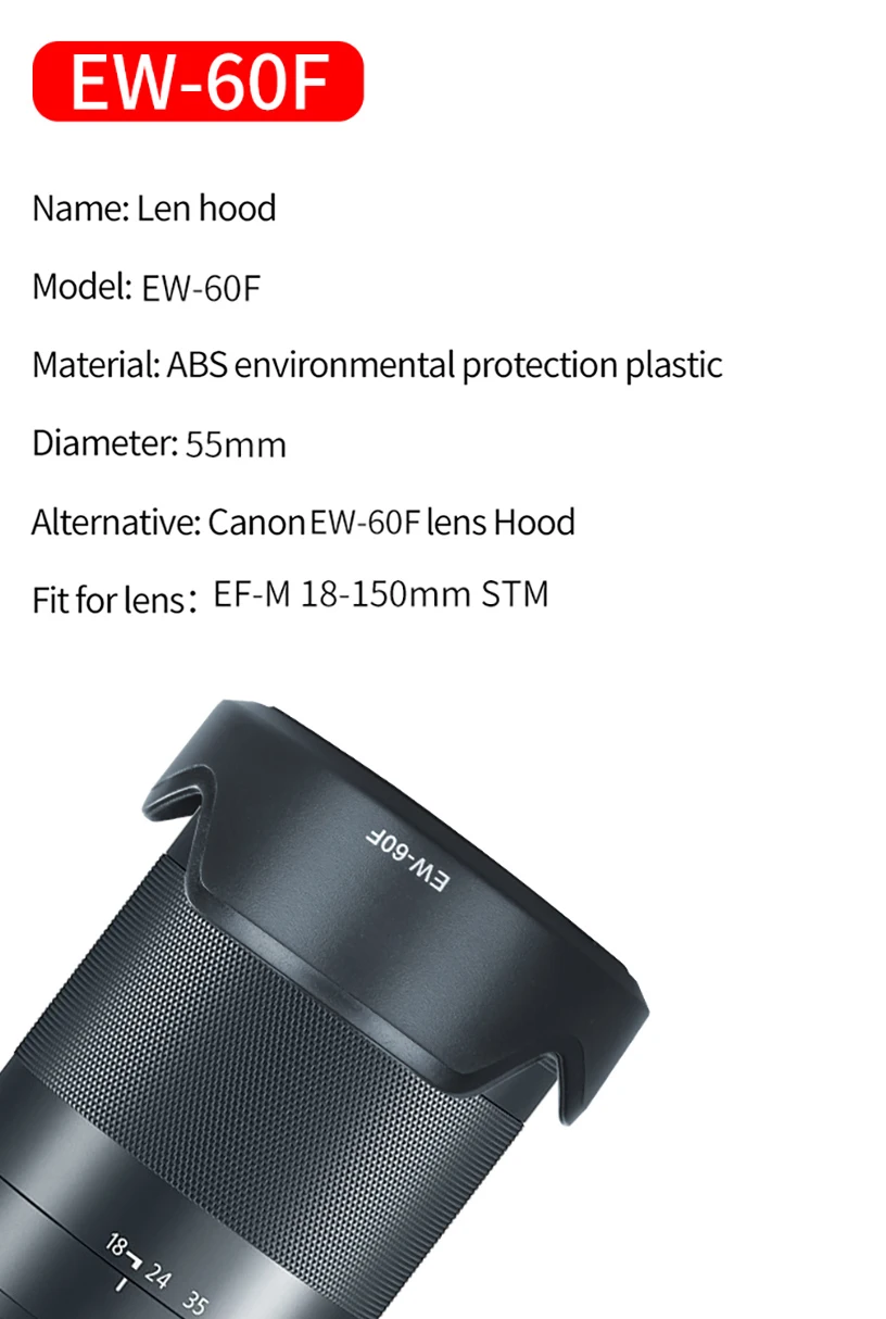 EW-60F objektiv haube ist anwendbar auf canon eos m5 m6 micro single EF-M 18-150mm objektiv zubehör 55mm
