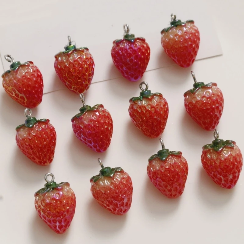 

Resin Fruit Pendants DIY Jewelry Supplies Sweet Fruit Resin Pendant Strawberry Beads Adornments for Jewelry Making