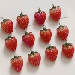 1 Stück Obst-Anhänger aus Kunstharz, DIY-Schmuckzubehör, süße Frucht-Harz-Anhänger, Erdbeerperlen, Verzierungen für die Schmuckherstellung