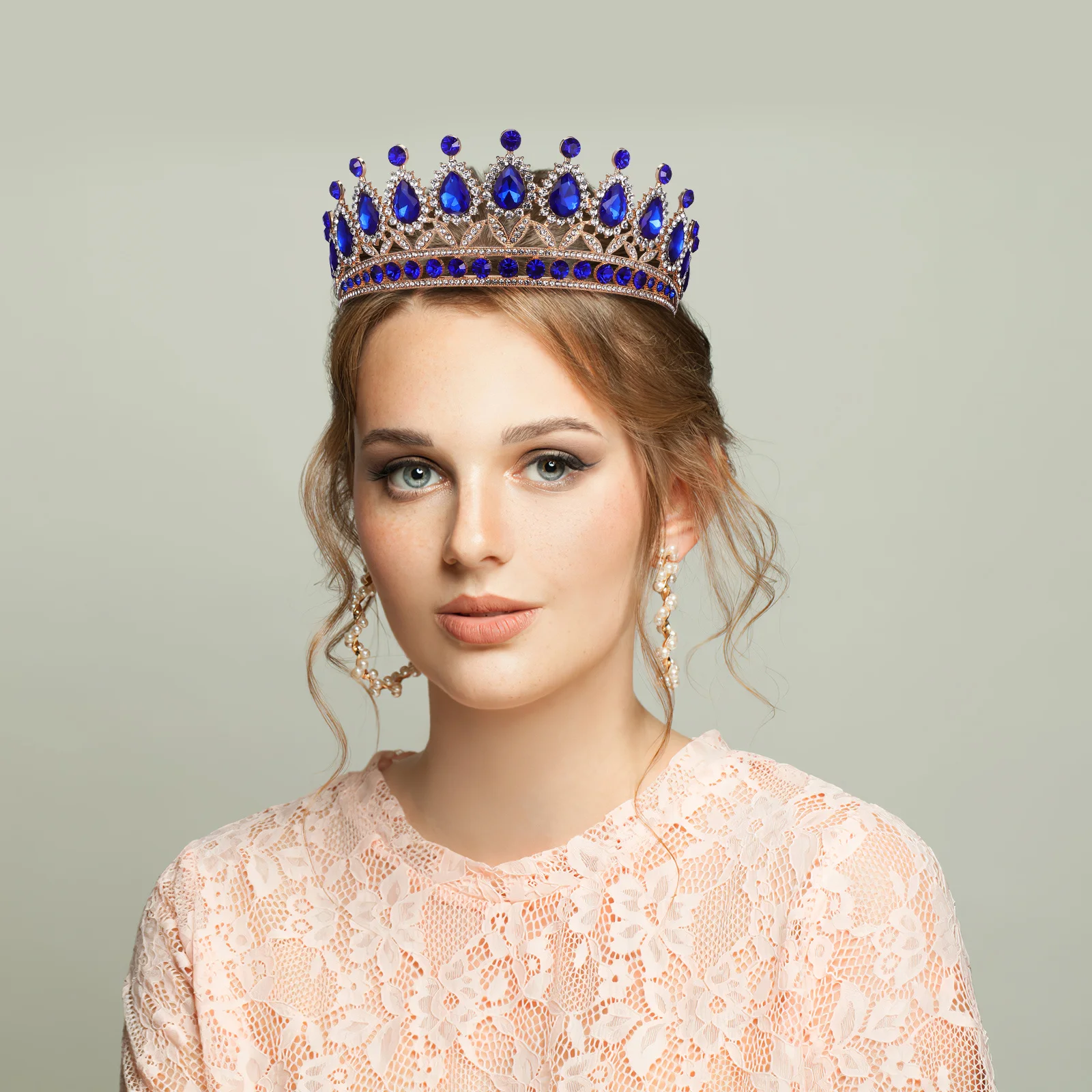 Bridal Rhinestone Tiara Crown Zinc Alloy Baroque Headpiece for Wedding Birthday Party Tiara Headbands for Women