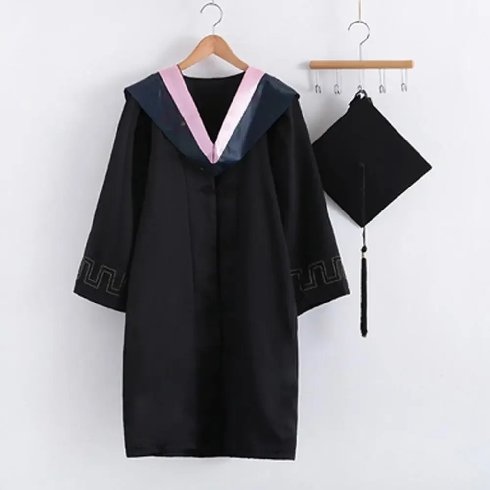 Afstudeeruniform Jurk Pet Unisex Afstuderen Bachelor Kostuum School Universiteit Diploma Uitreiking Baccalaureaat Jurk