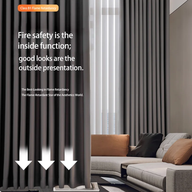 B1 Fireproof Flame Retardant Blackout Curtains for Hotels Offices Schools Dormitories Factories Machine Rooms Safety Projects - Image 4
