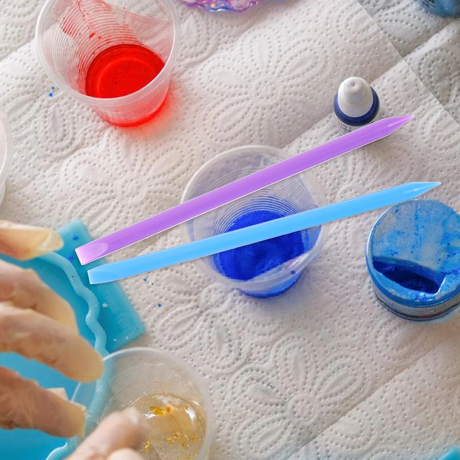 

2 Pcs Defoaming Rod Tool Epoxy Paint Stick Stirrers Sticks Toolkit Stirring Rods Plastic Jewelry Tools Mixing