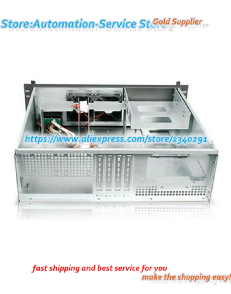 Chassi de servidor ultra curto 3U, painel de alumínio, alta qualidade, 380 mm de profundidade, uma posição de CD-ROM, gabinete industrial