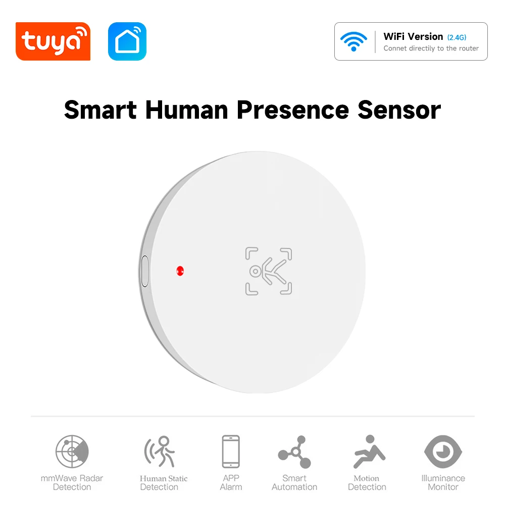 Tuya ZigBee WiFi Human Presence Sensor Motion Sensor mmWave 24G Radar Detection Smart Home APP Remote Control Security Protect