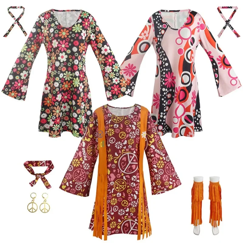 

Halloween Arabian Cosplay Costume Fringe Hippie Outfits Retro Style Performance Costumes for Themed Parties and Cos Events