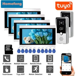 Homefong 1080p múltiplo wi fi sem fio vídeo porta telefone tuya inteligente vídeo porteiro rfid desbloquear campainha câmera transferência de chamada