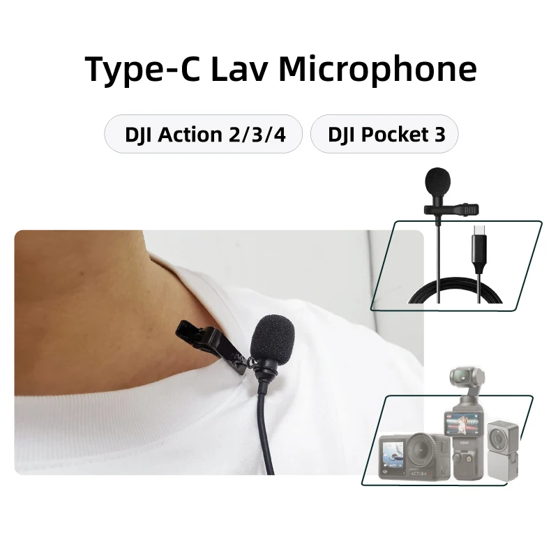 Lavalier microphone oa 5pro Mic for DJI osmo action 5pro/4/3/2 Camera pocket3 Camera no need mic adapter action camera Accessory