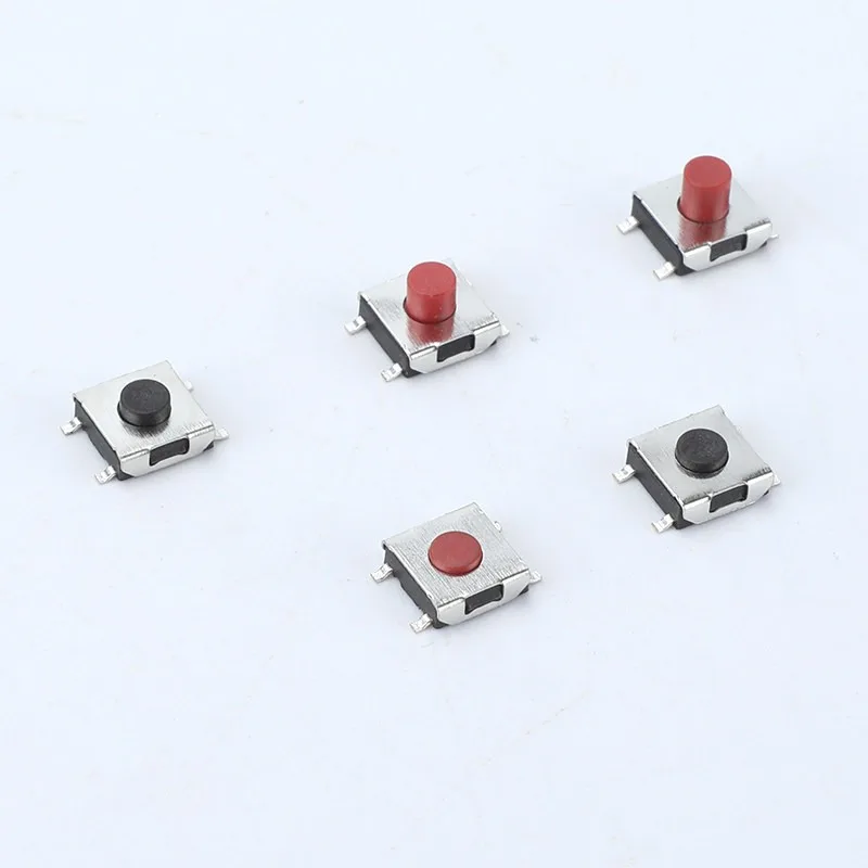 100PCS 6.2X6.2X2.5/2.7~5/5.5H SMD Red Button 4Pin Tact Switch Flat Base, Laptop Monitor 6x6