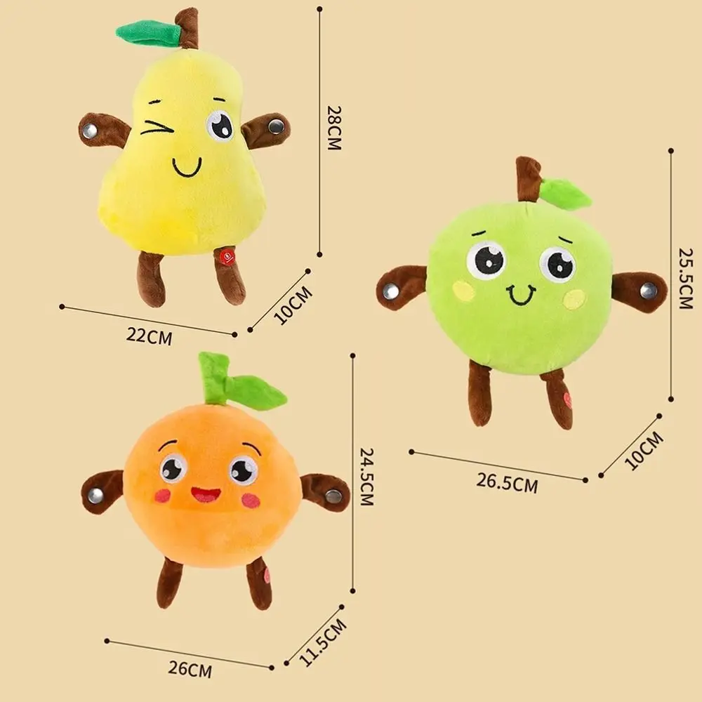 Juguete Musical interactivo, juguetes de peluche con detección de golosinas, juguete de peluche de pera, juguete de peluche eléctrico, fruta Musical Dooll naranja